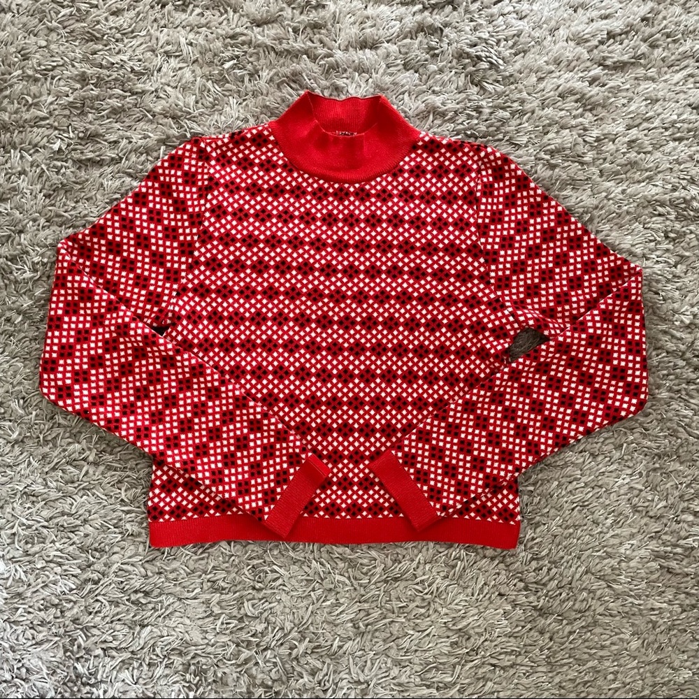 ASOS red pattern short sweater sz 6